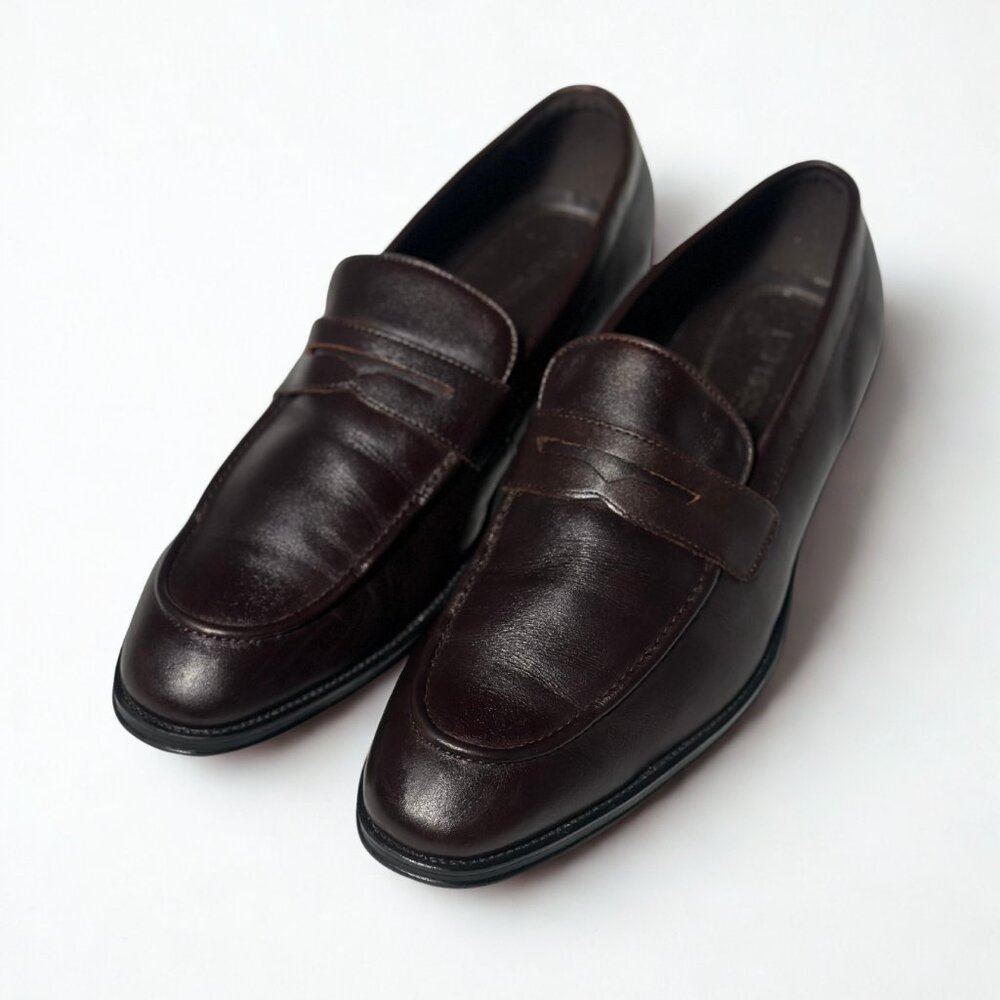 Express Dark Brown Leather Penny Loafers (Size 10.5)